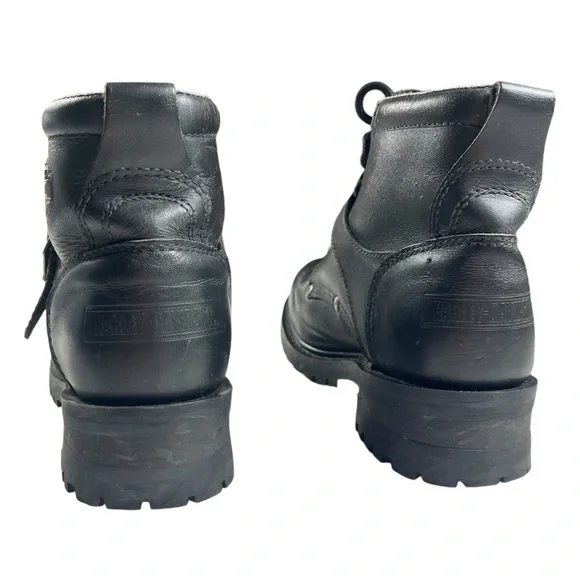 Harley Davidson Black Leather Moto Biker Boots - Picture 8 of 14